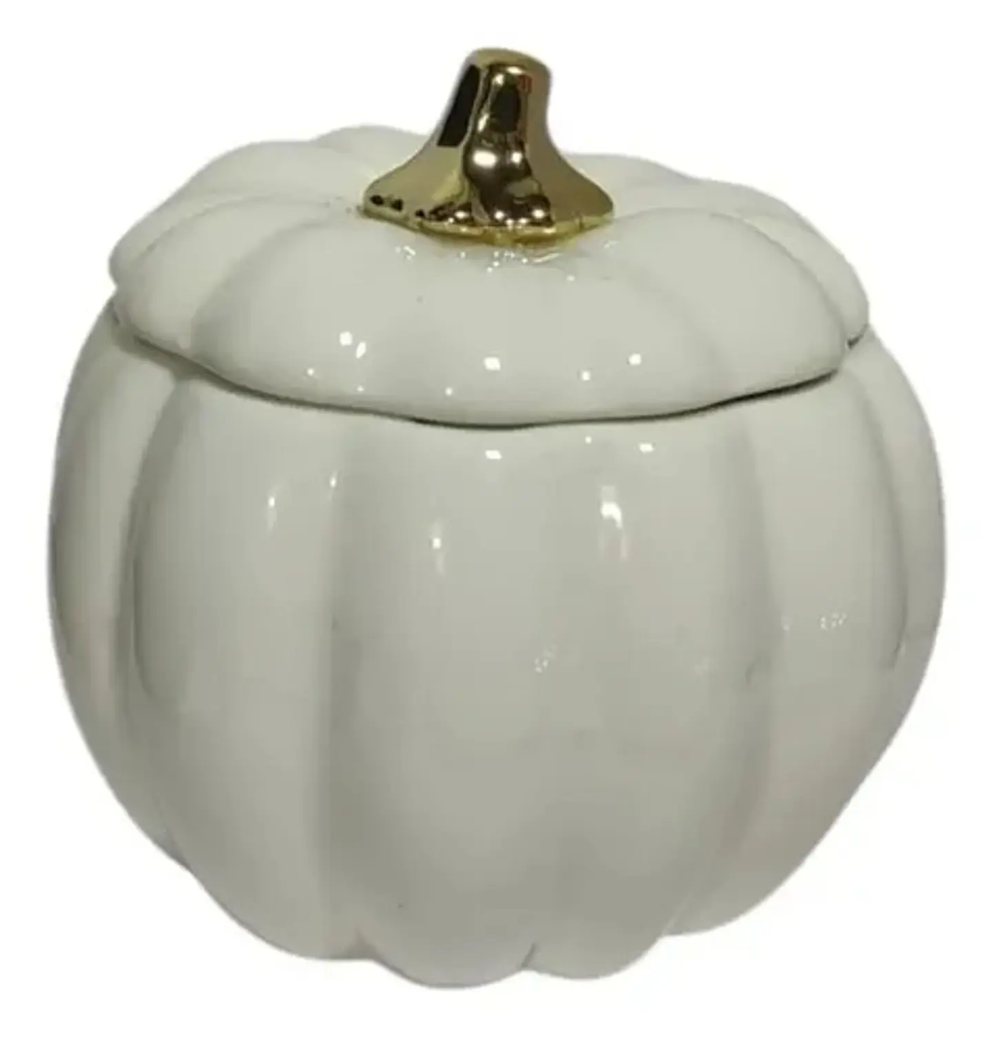 Adorno Decorativo En Forma De Calabaza Con Tapa Blanco 1