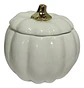 Adorno Decorativo En Forma De Calabaza Con Tapa Blanco - Miniatura 1