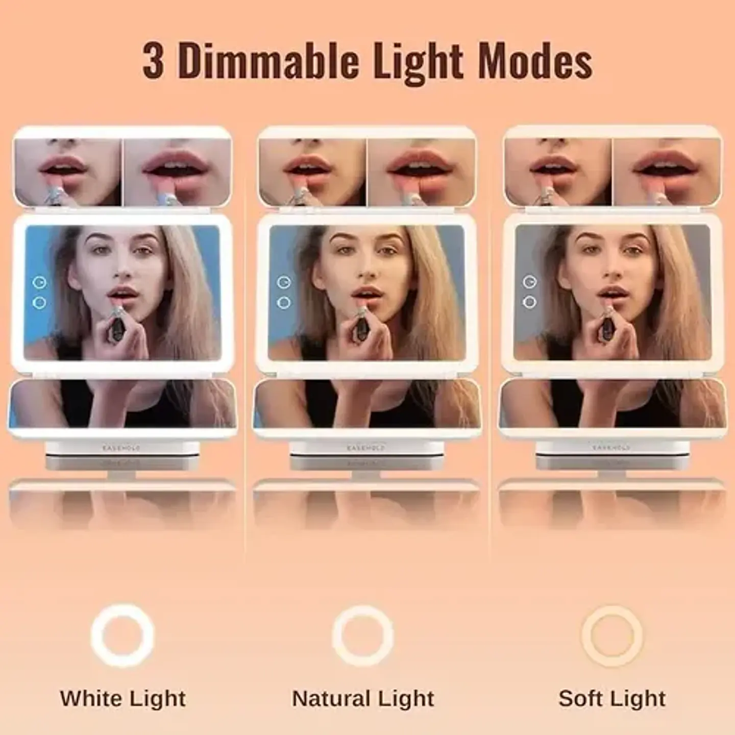 Espejo Maquillaje Plegable Con Luz Led 5