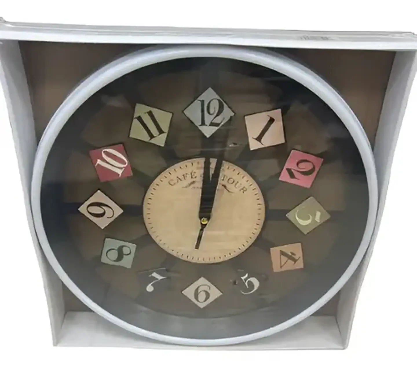 Reloj Pared 30 Cm Silencioso Blanco Con Fondo Transparente 3
