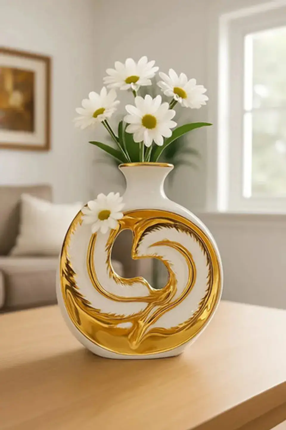 Jarron Decorativo Con  Plumas 3