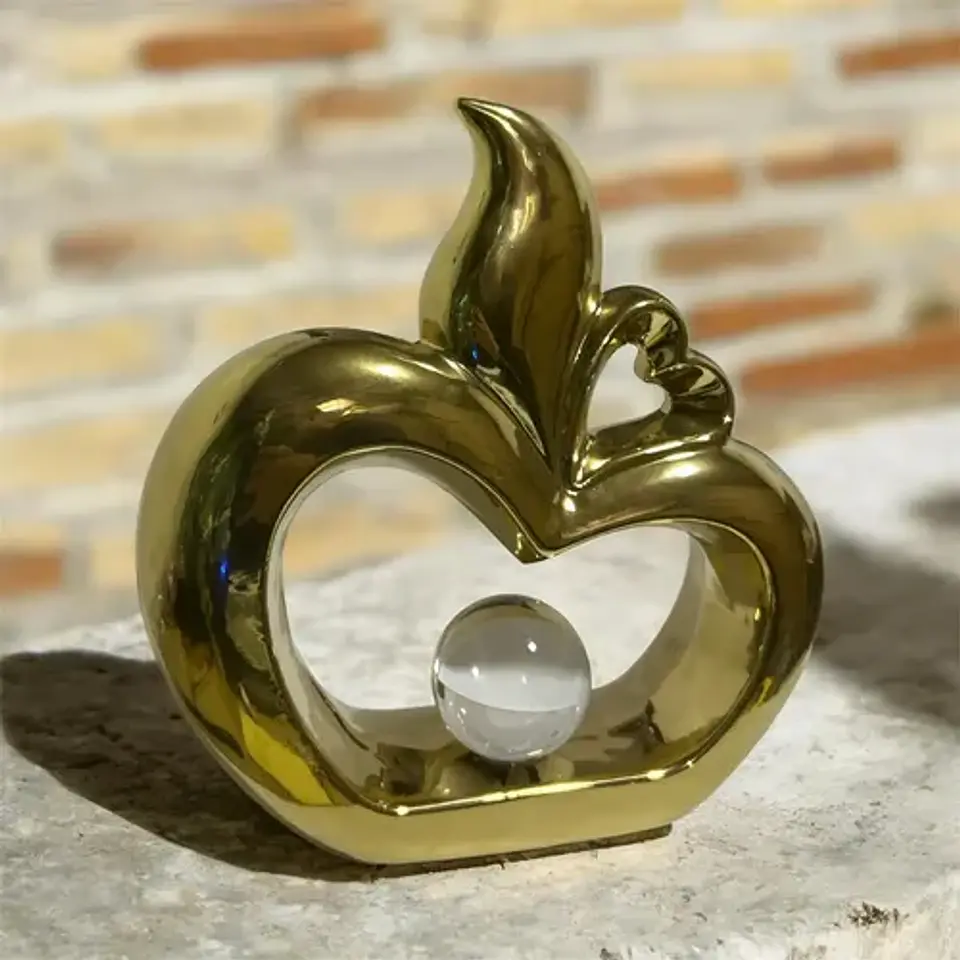 Figura Decorativa Manzana Calada Con Esfera  Elegancia 1