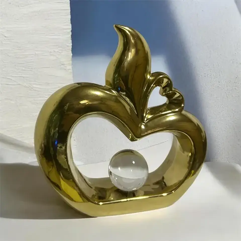 Figura Decorativa Manzana Calada Con Esfera  Elegancia 5
