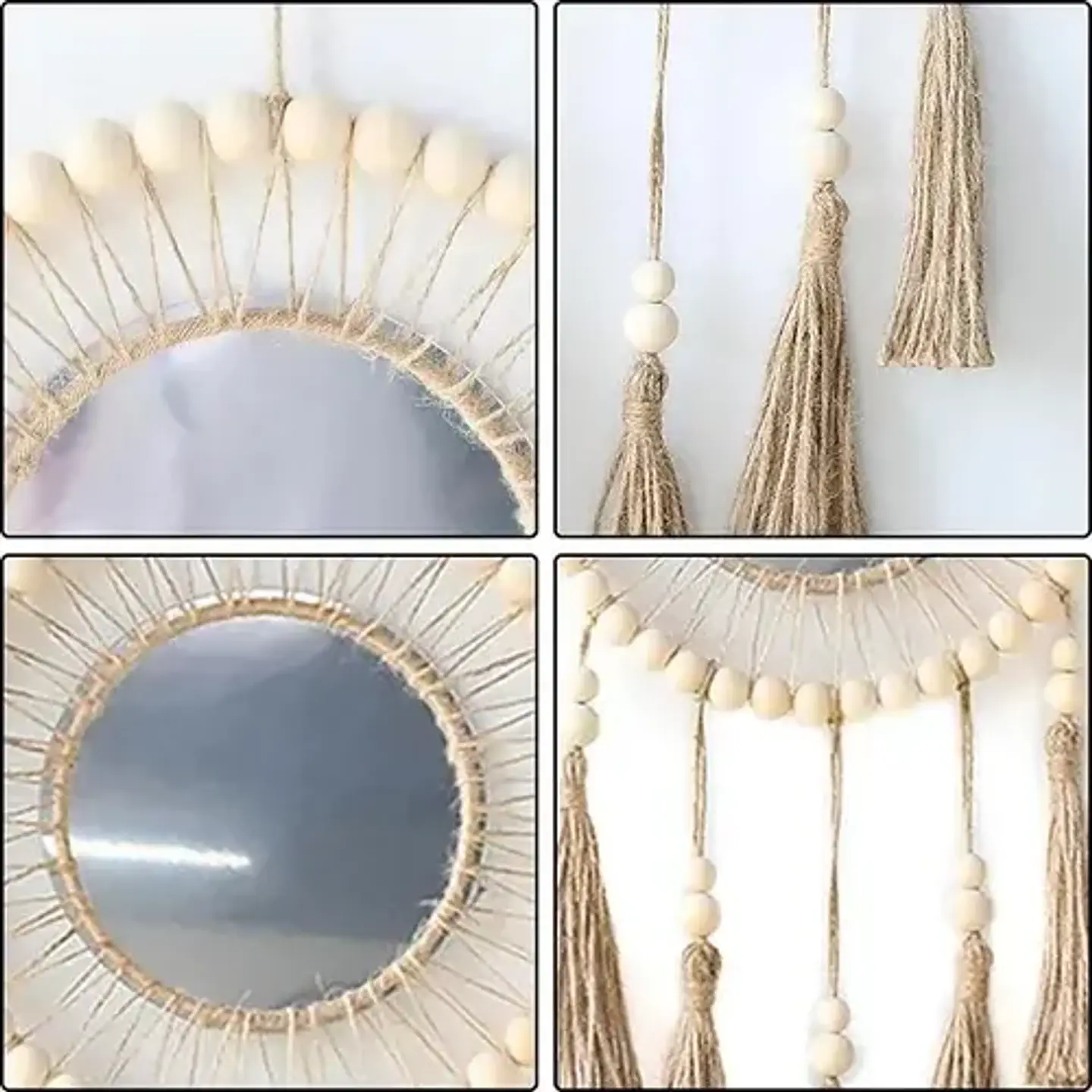 Espejo Tejido Bohemio De Macrame Elegante Decoracion 6