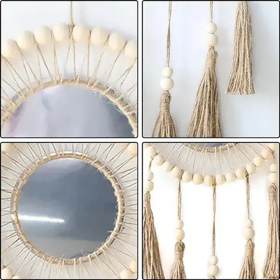 Espejo Tejido Bohemio De Macrame Elegante Decoracion 6