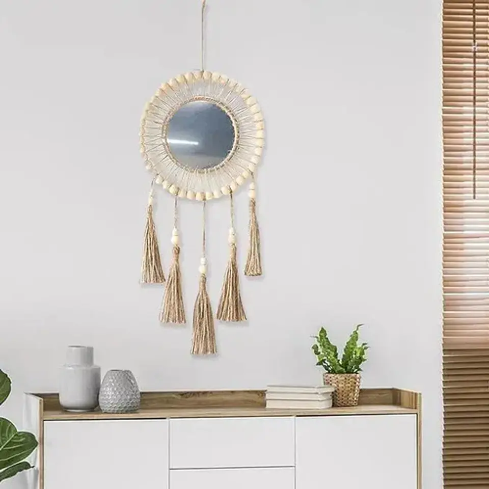 Espejo Tejido Bohemio De Macrame Elegante Decoracion 8
