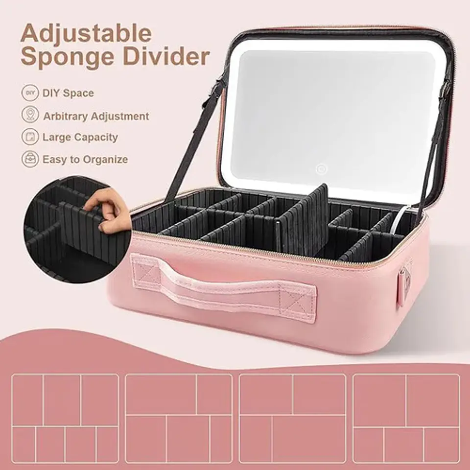 Estuche Organizador De Maquillajes Con Espejo Led 6