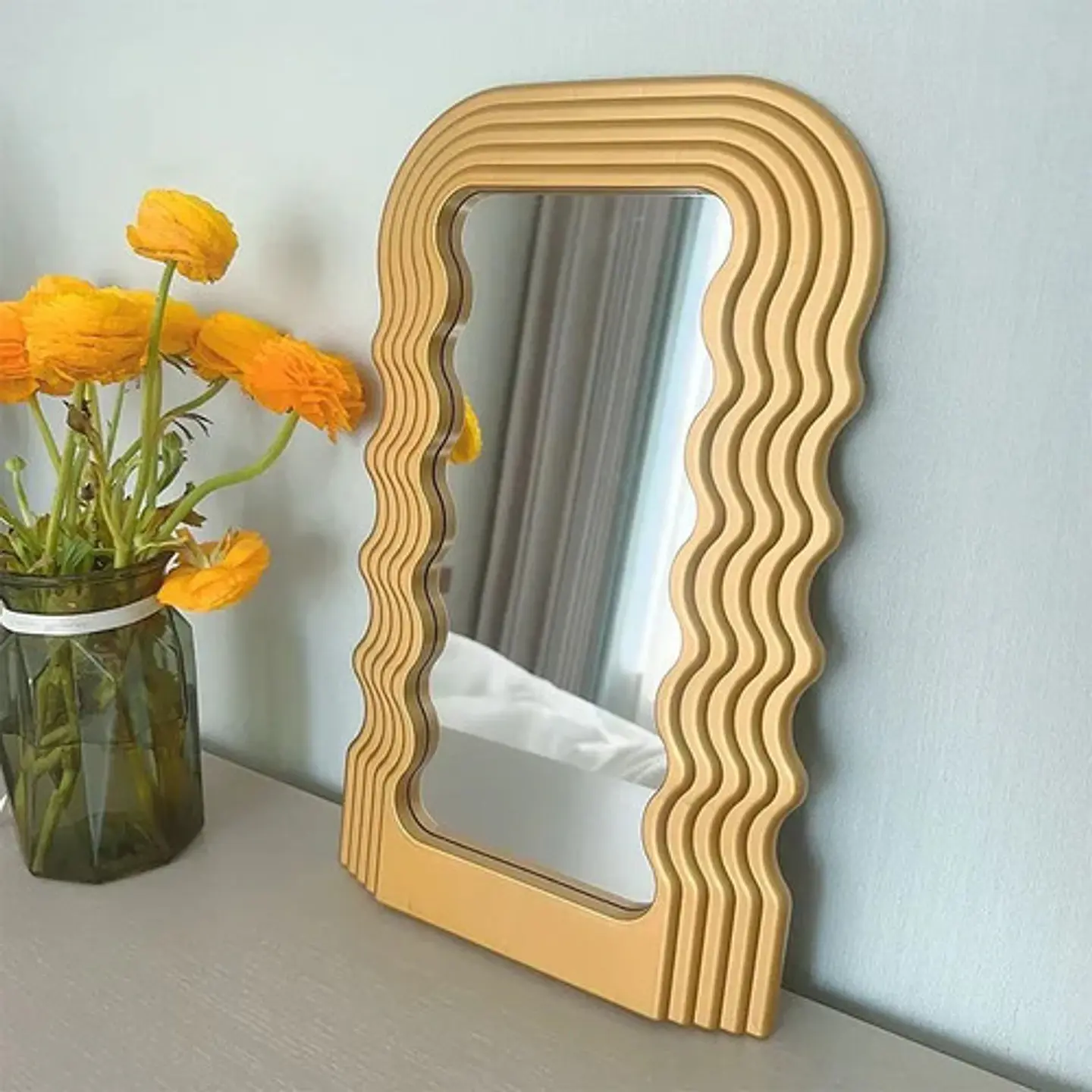 Espejo Decorativo Con Ondas Elegante De Pared 1,09x45 1