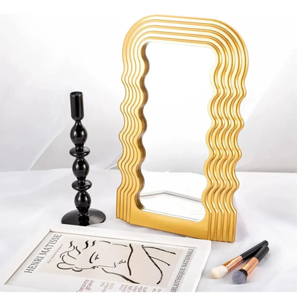 Espejo Decorativo Con Ondas Elegante De Pared 1,09x45 5