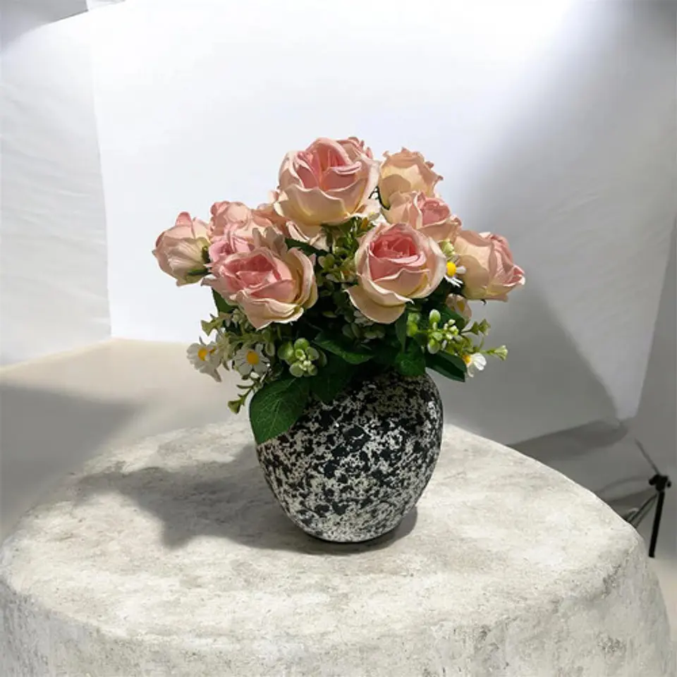 Jarron Decorativo Elegante De Ceramica Color Negro 15 Cm 3