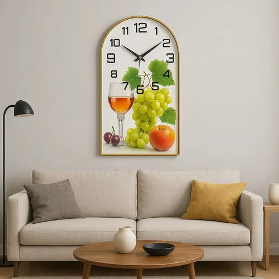 Reloj Decorativo De Pared Rectangular 59x39 Frutas 1