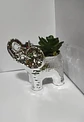 Adorno Decorativo  De Elefante Con Planta Plateado Mediano - Miniatura 2