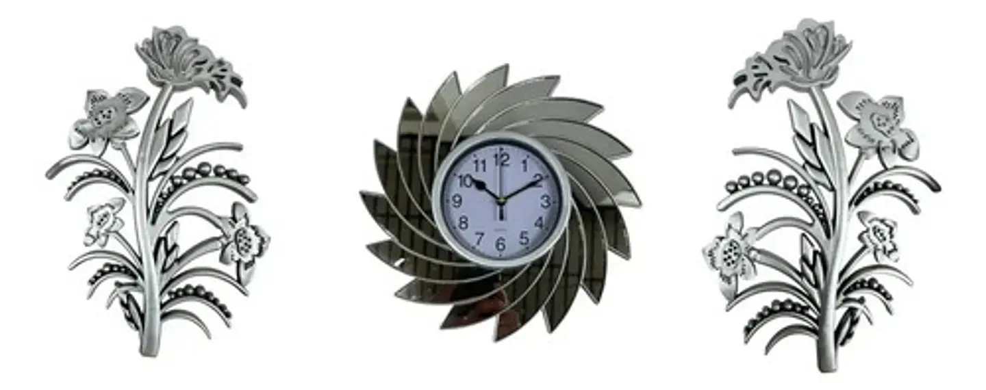 Set Decorativo De Reloj Con Flores Decorativas 1