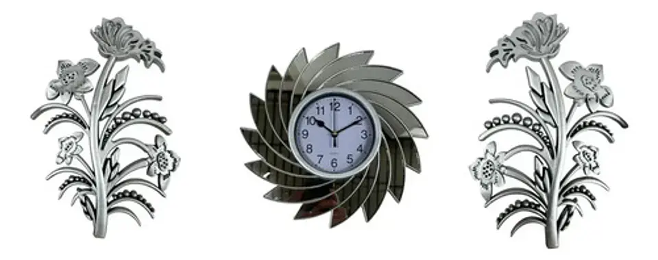 Set Decorativo De Reloj Con Flores Decorativas 1