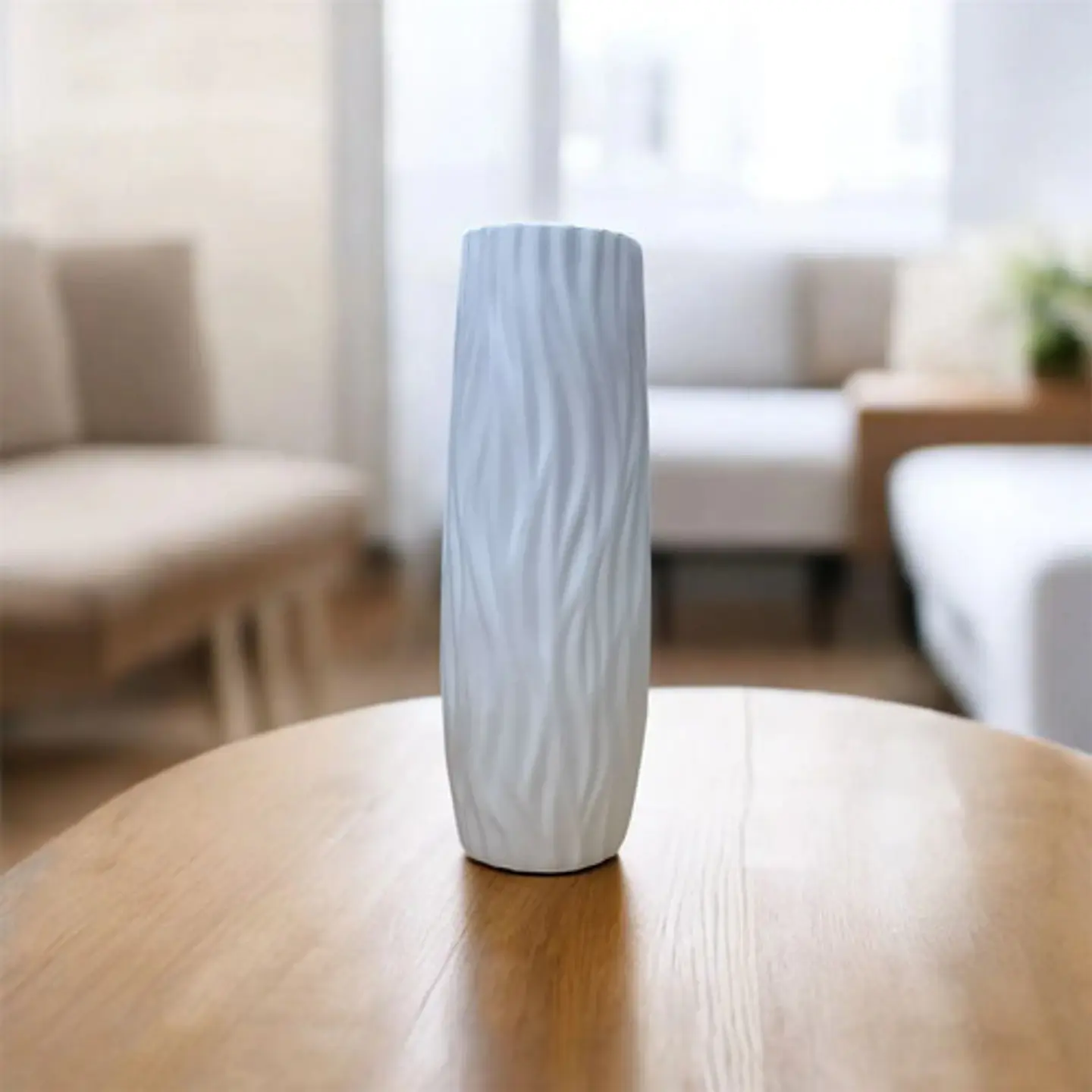 Jarrón Decorativo Moderno Con Diseño Ondulado Blanco 1