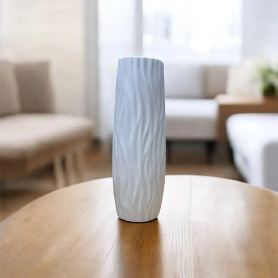 Jarrón Decorativo Moderno Con Diseño Ondulado Blanco 1