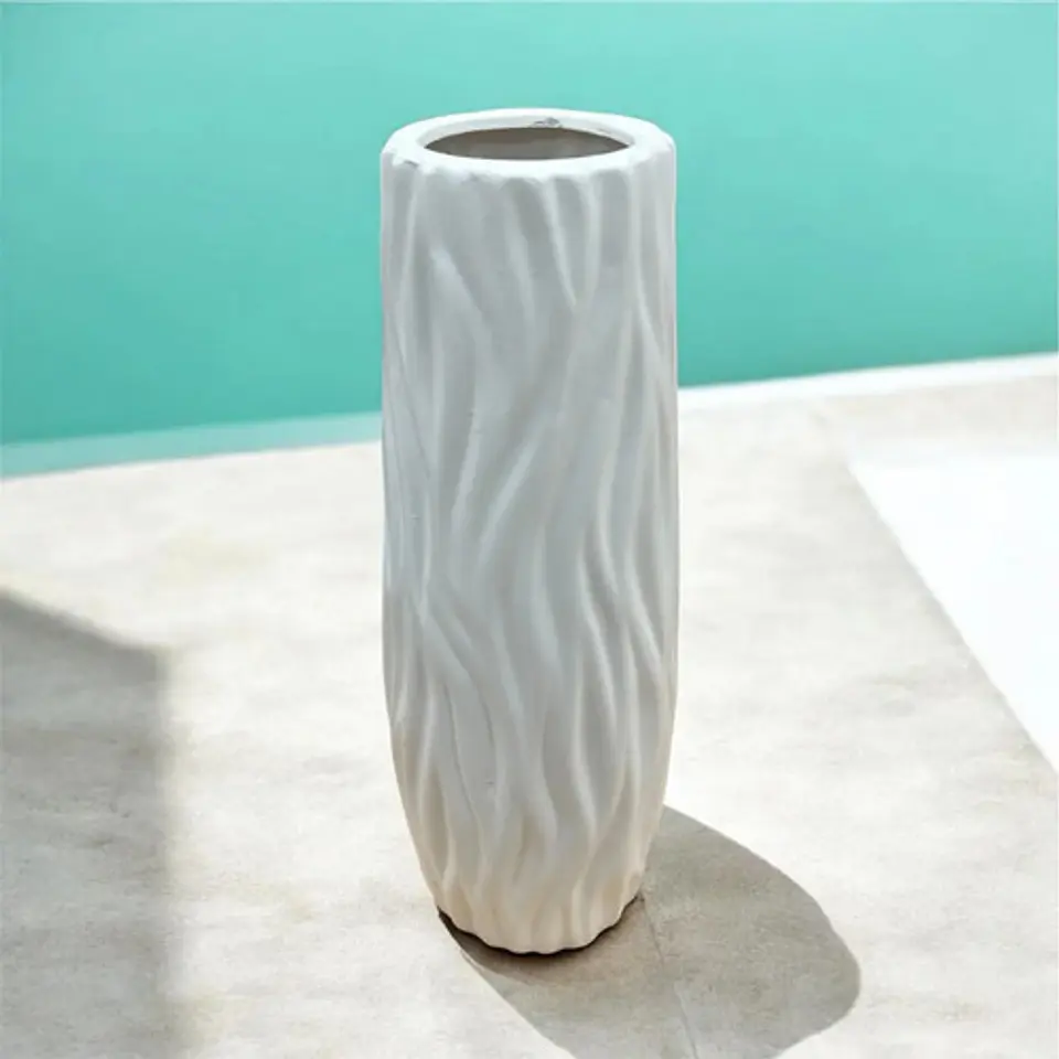 Jarrón Decorativo Moderno Con Diseño Ondulado Blanco 8