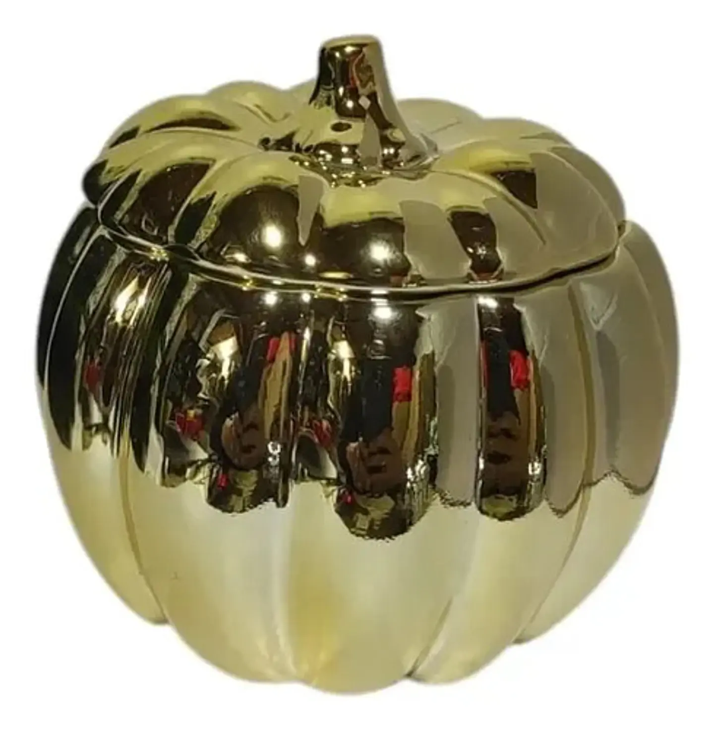 Adorno Decorativo En Forma De Calabaza Con Tapa Dorado 1