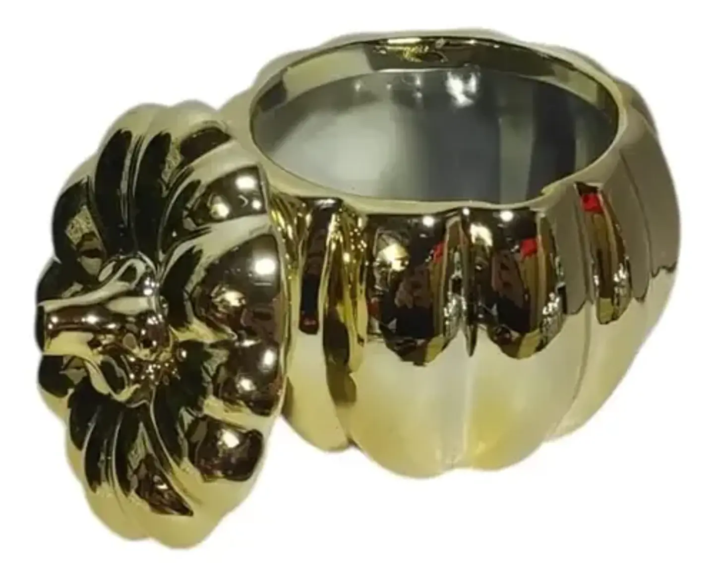 Adorno Decorativo En Forma De Calabaza Con Tapa Dorado 3
