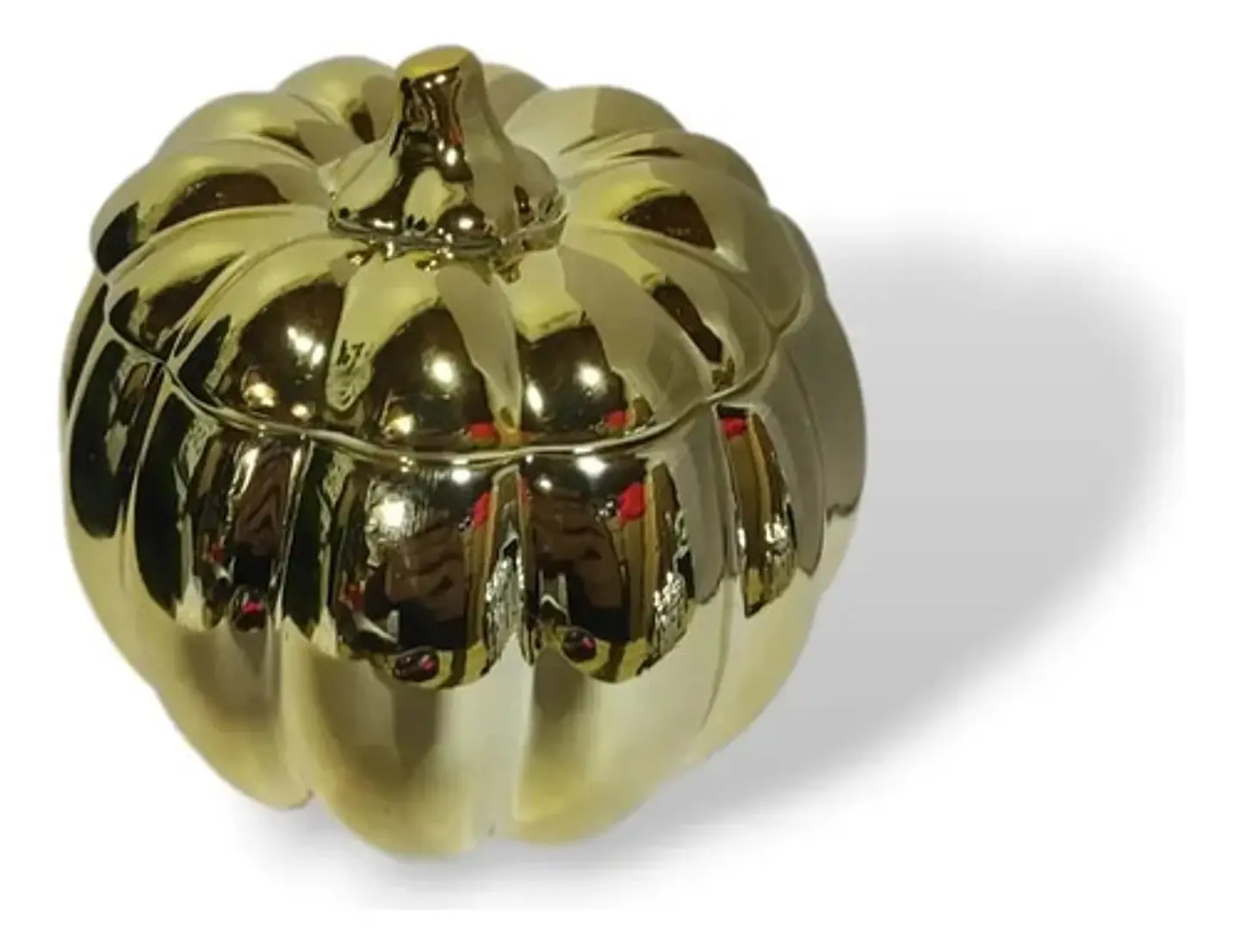 Adorno Decorativo En Forma De Calabaza Con Tapa Dorado 5