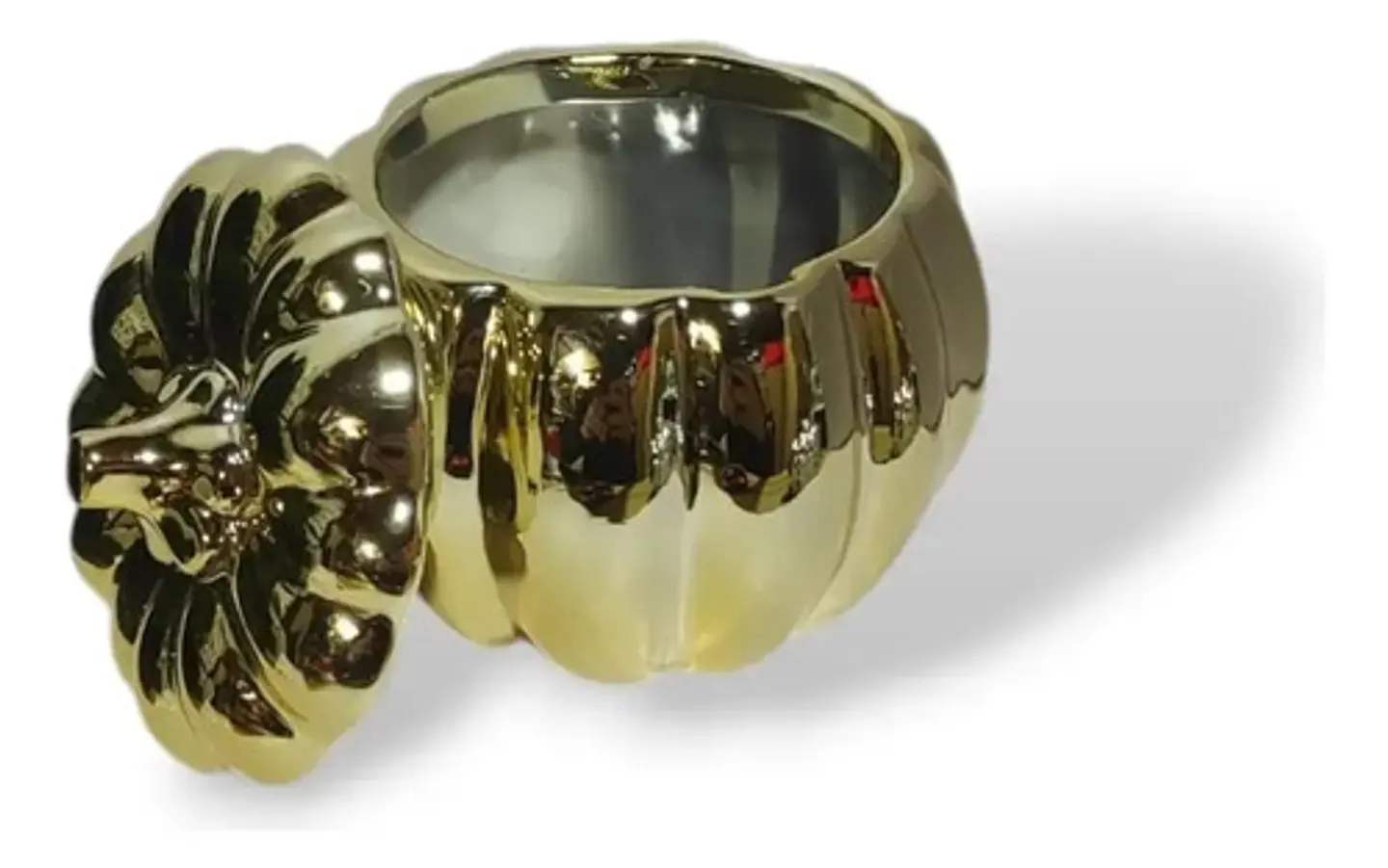 Adorno Decorativo En Forma De Calabaza Con Tapa Dorado 6