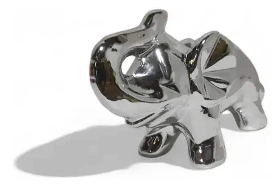 Adorno De Elefante Decorativo Elegante G Plateado 3