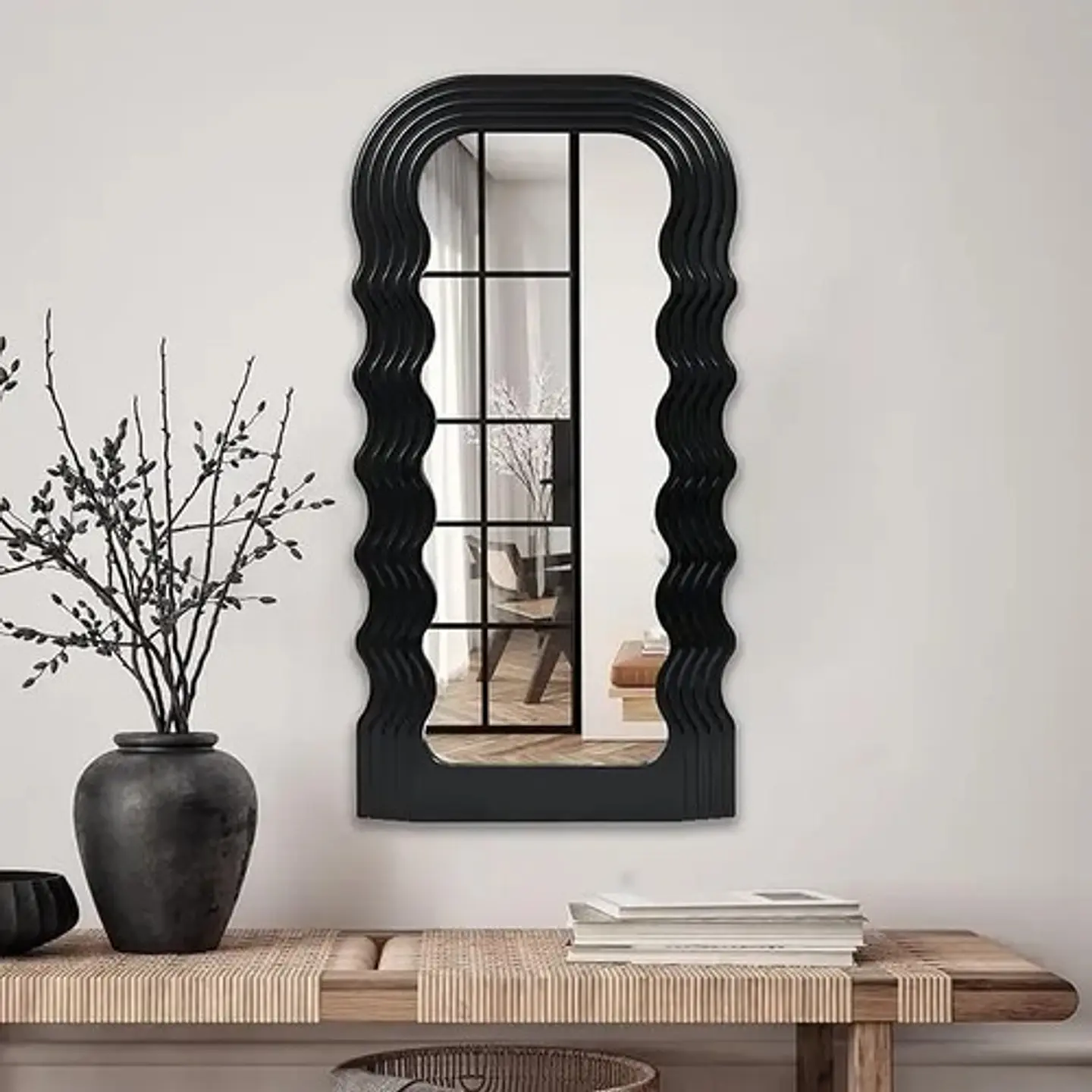 Espejo Decorativo Con Ondas Elegante De Pared 1,09x45 1