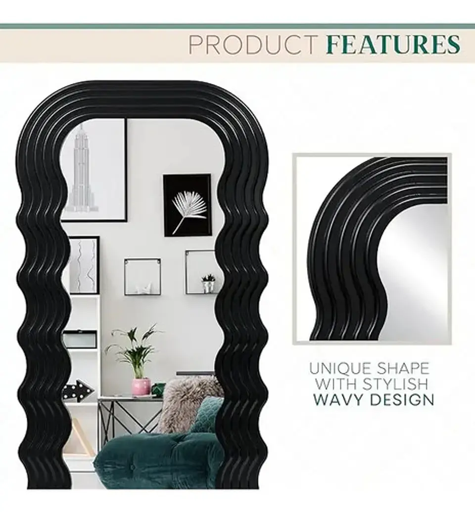Espejo Decorativo Con Ondas Elegante De Pared 1,09x45 4