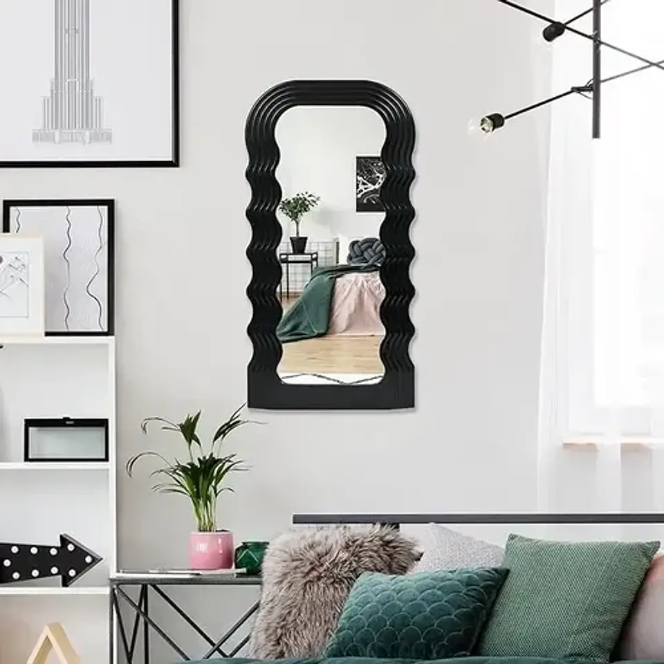 Espejo Decorativo Con Ondas Elegante De Pared 1,09x45 5