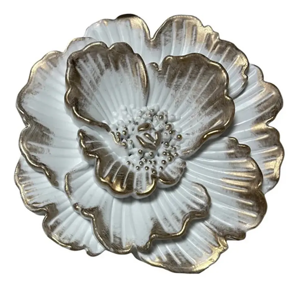 Marco De Adornos Mariposas Y Flores Elegante Blanco 3