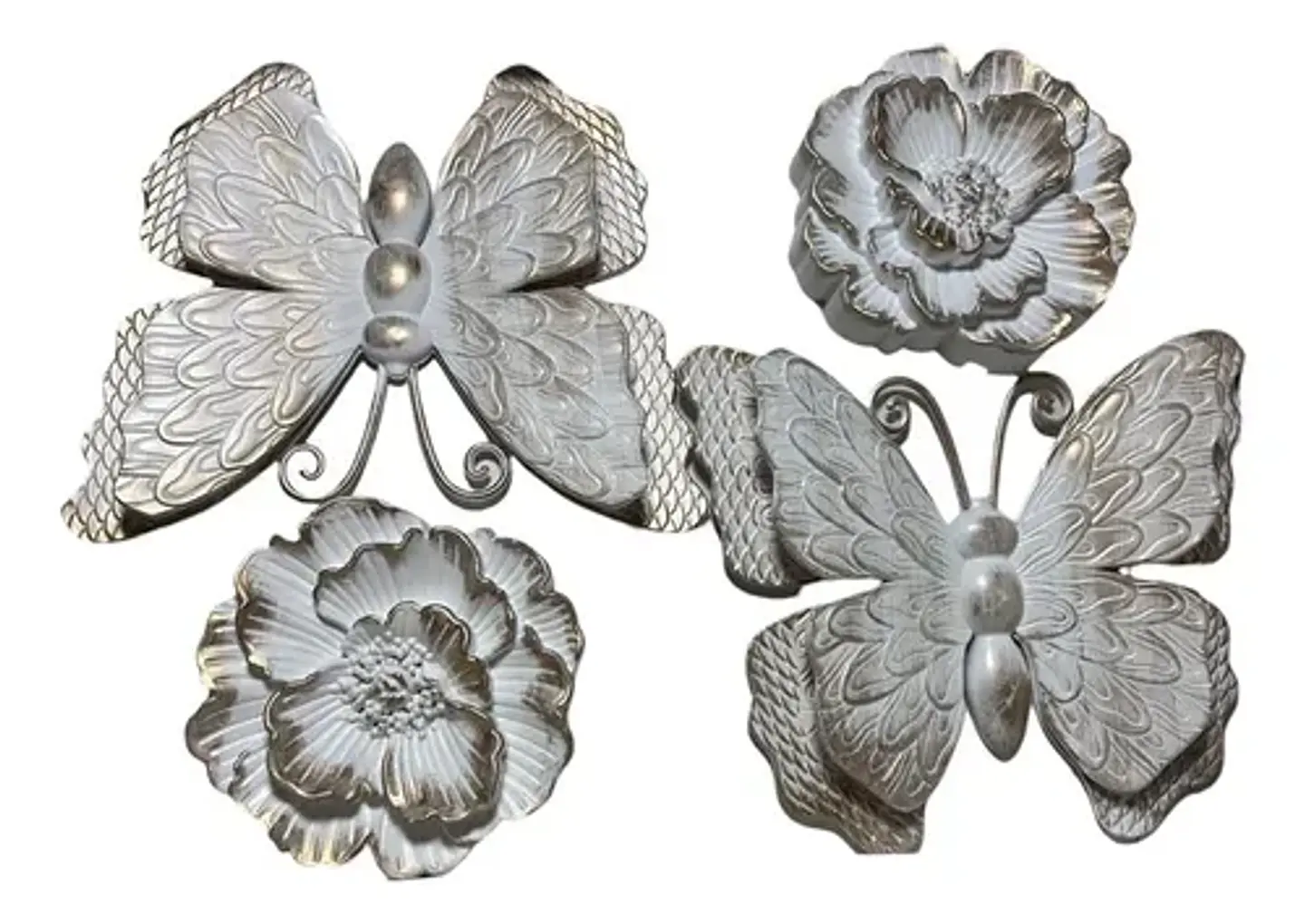 Marco De Adornos Mariposas Y Flores Elegante Blanco 6