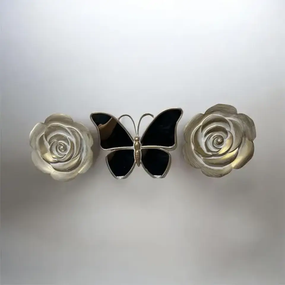 Marco En Forma De Mariposa Y Rosas En Acabado Vintage Espejo 2