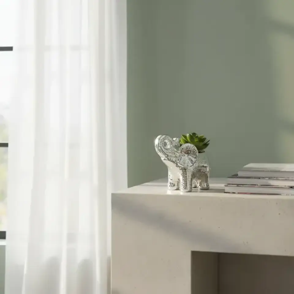 Adorno Decorativo En Forma De Elefante Con Planta Plateado P 1