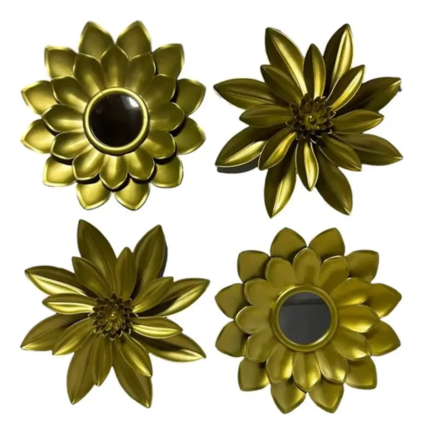 Set 4 Adornos De Pared Florales Dorados Decoración Moderna 5