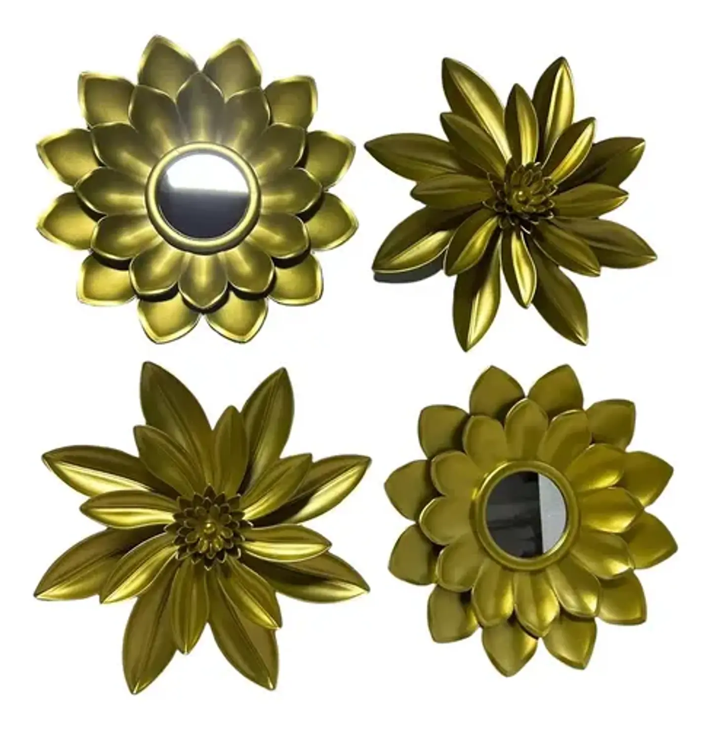 Set 4 Adornos De Pared Florales Dorados Decoración Moderna 7