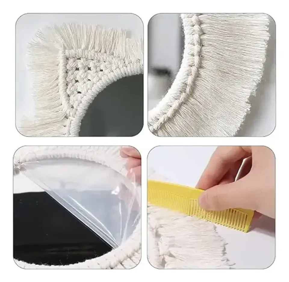 Espejo Tejido Bohemio De Macrame Espejo De Pared 2