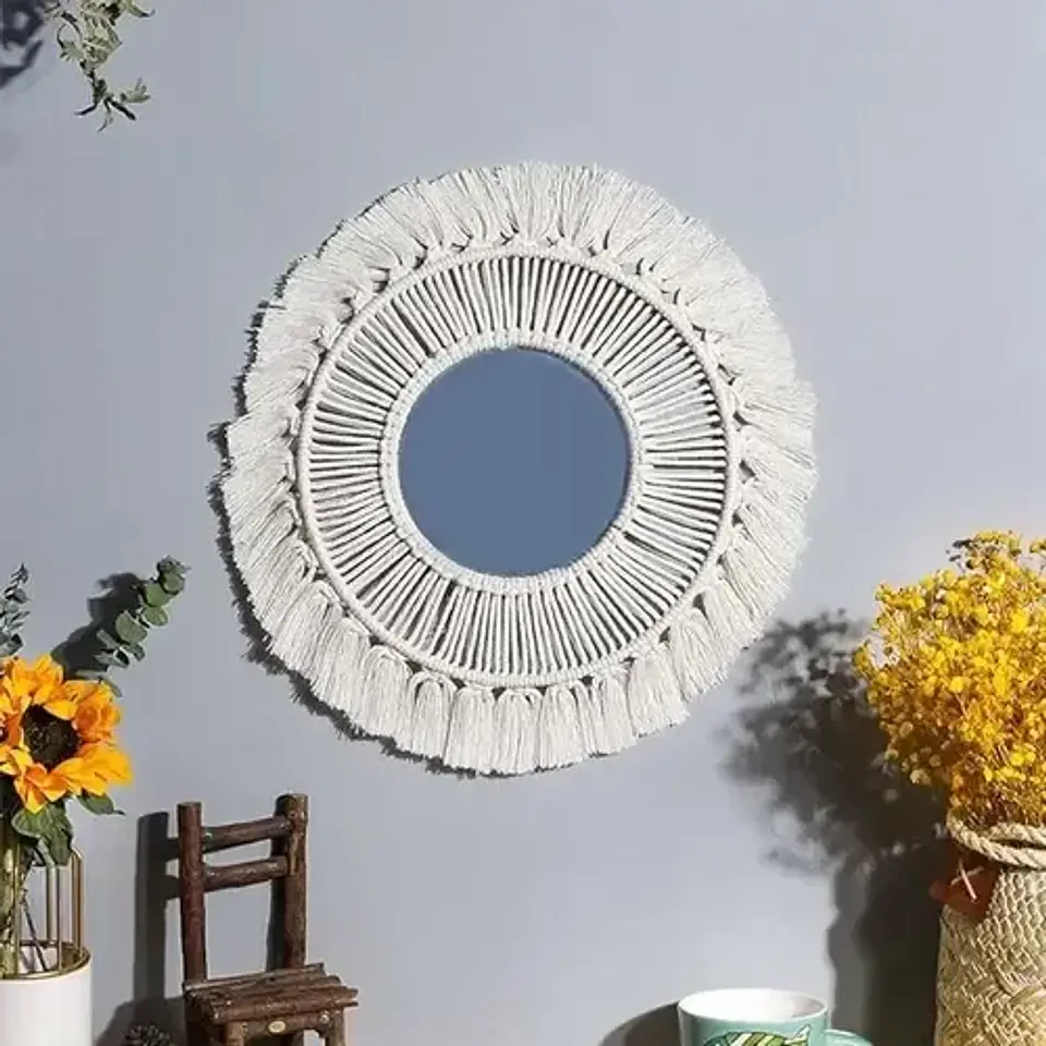 Espejo Tejido Bohemio De Macrame Espejo De Pared 6