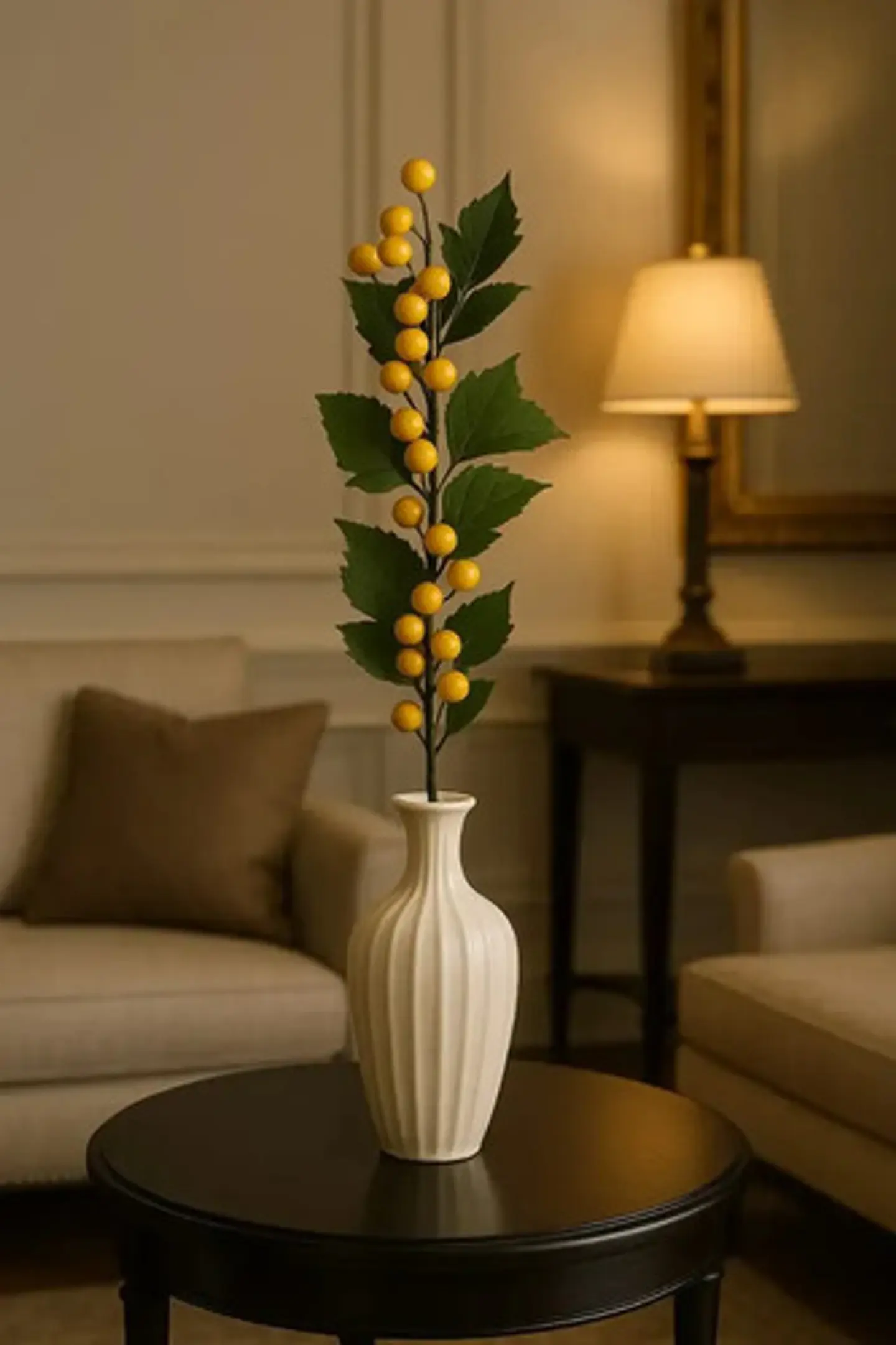 Flor Rama Hojas Artificiales Con Planta Decorativa De 60cm 4