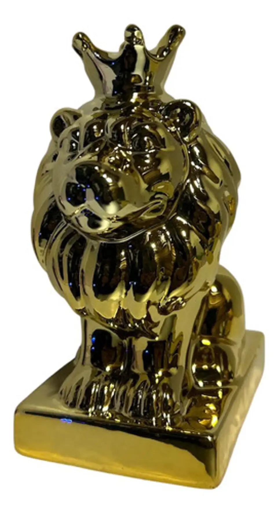 León Decorativo De Lujo Con Corona Dorado 2
