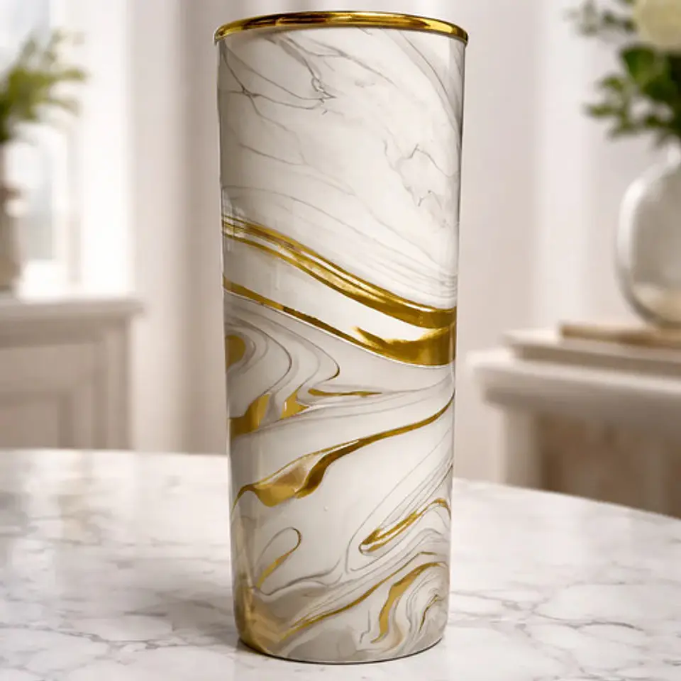 Jarrón Decorativo Moderno De Diseño Elegante Tipo Marmol 1