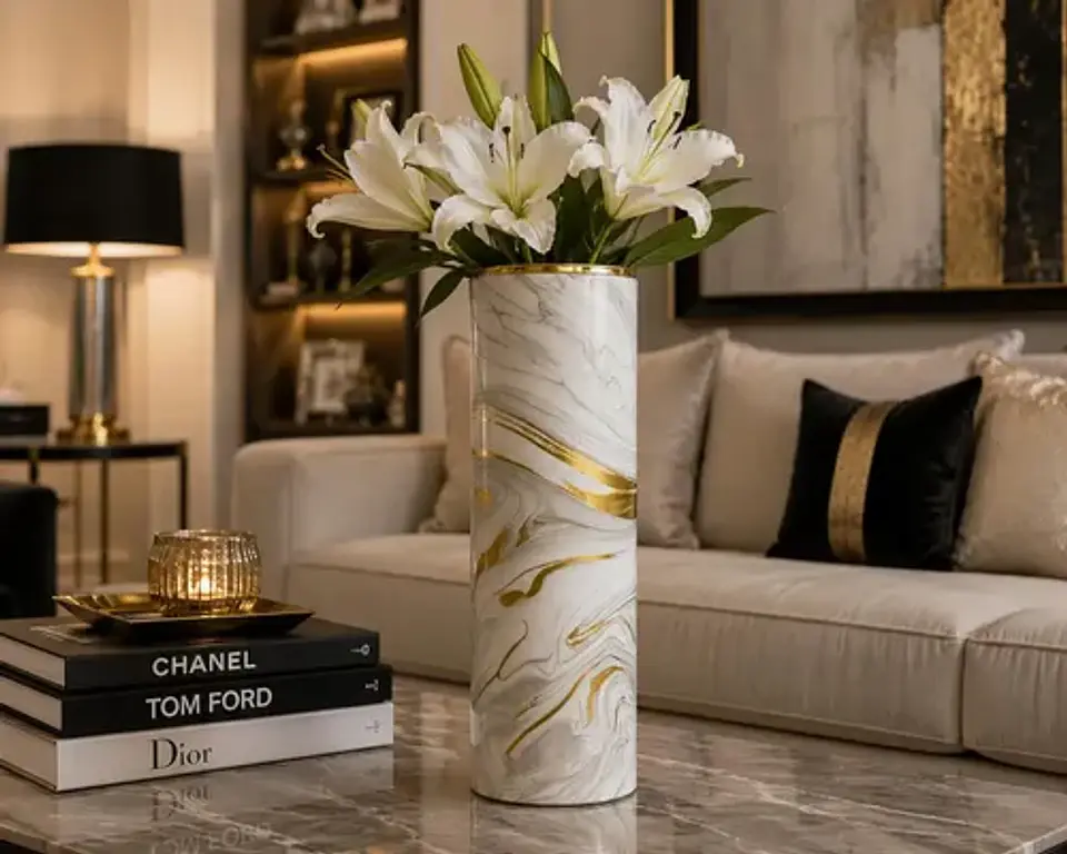 Jarrón Decorativo Moderno De Diseño Elegante Tipo Marmol G 5