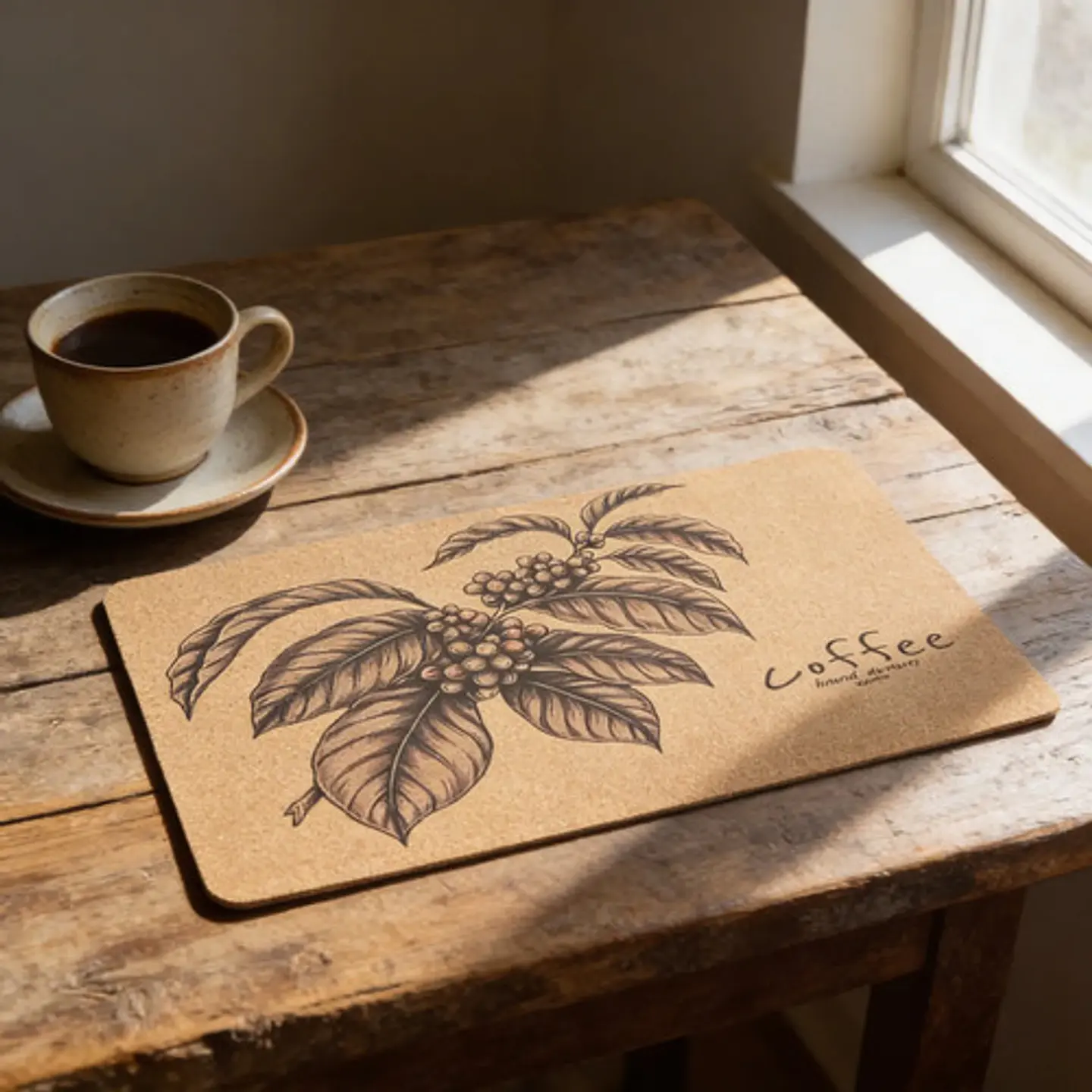 Individual De Mesa Diseño Café Vintage En Tono Natural 1 Uni 1