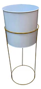 Macetero Decorativo Con Base Metálica Elevada Blanco - Miniatura 1