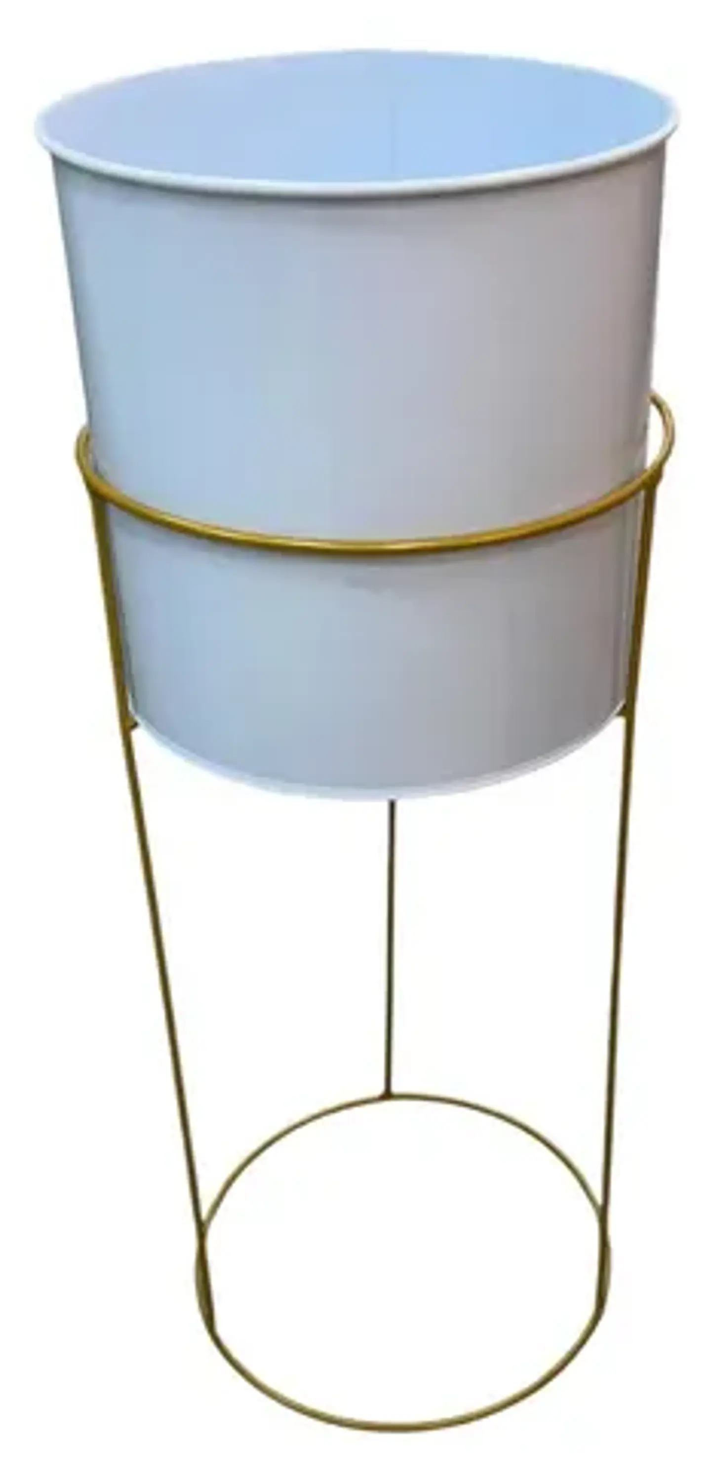 Macetero Decorativo Con Base Metálica Elevada Blanco 3