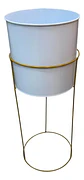 Macetero Decorativo Con Base Metálica Elevada Blanco - Miniatura 3