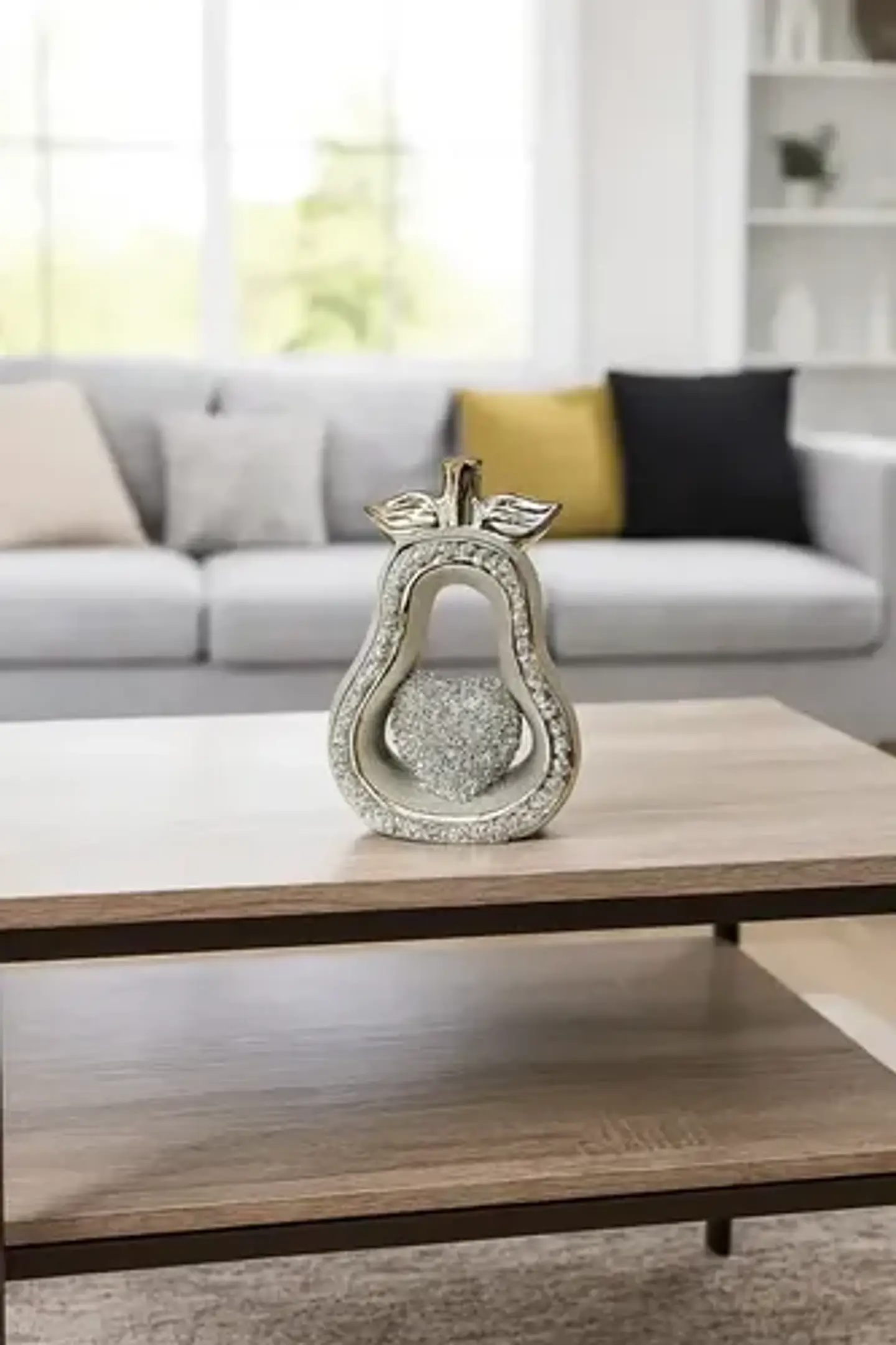 Adorno Decorativo Pera Dorado Con Corazón Brillante 1