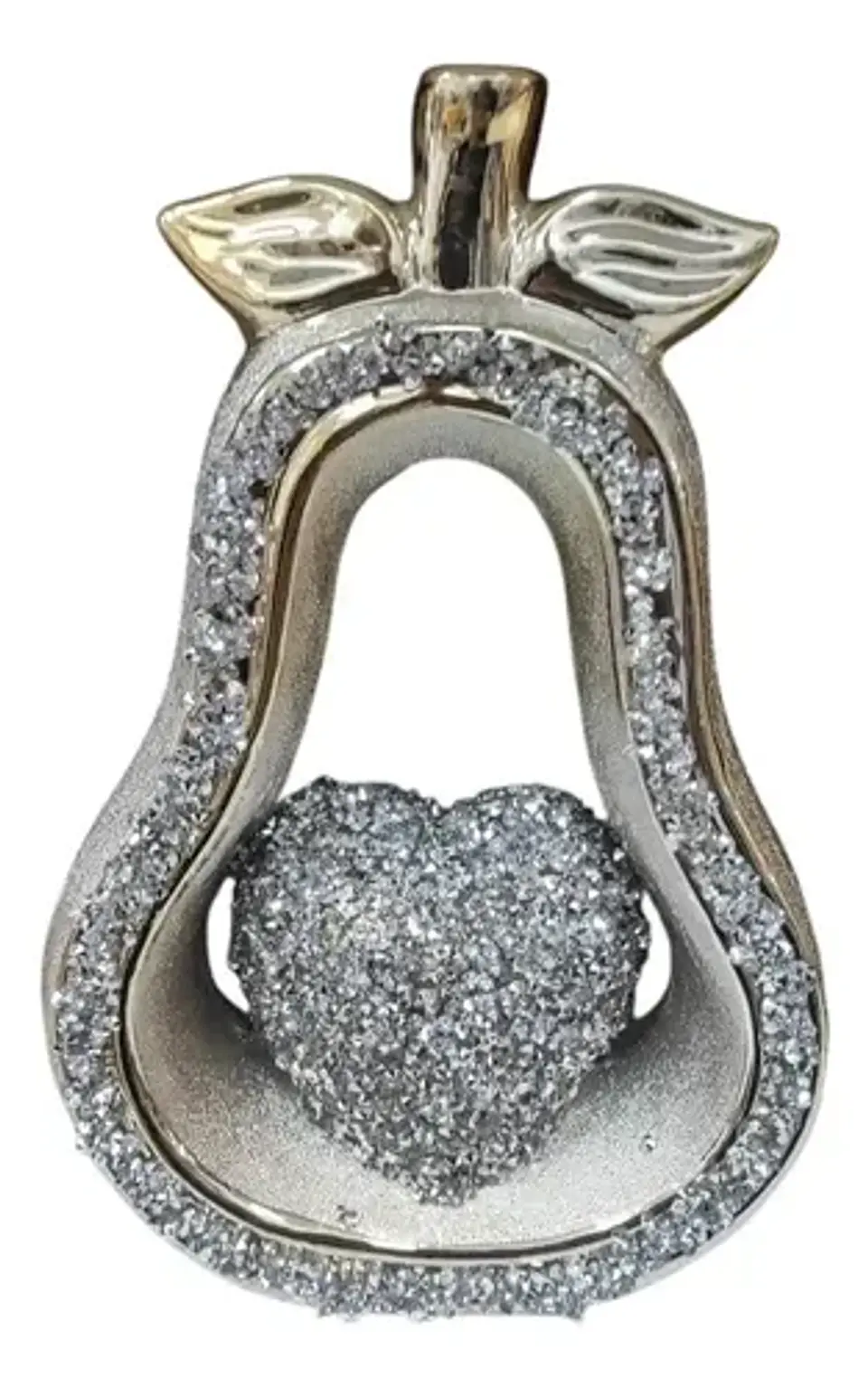 Adorno Decorativo Pera Dorado Con Corazón Brillante 2