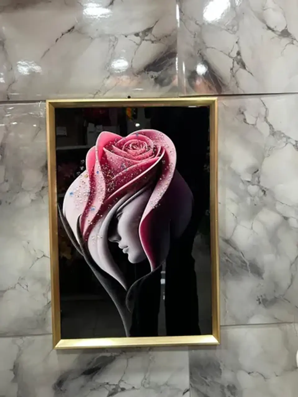 Cuadro Decorativo De Pared En Relieve 3d Con Diseño Rosa 2