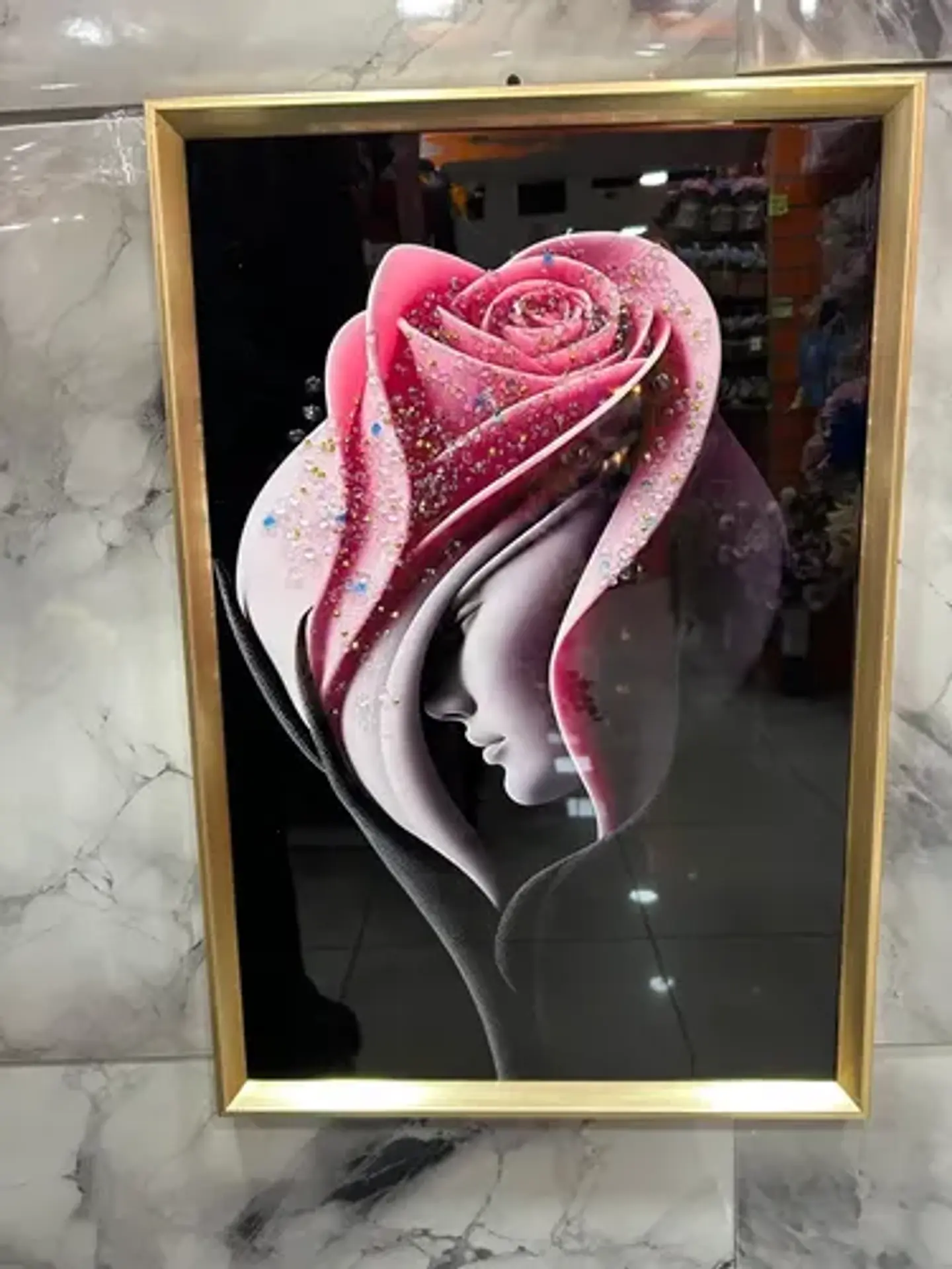 Cuadro Decorativo De Pared En Relieve 3d Con Diseño Rosa 4