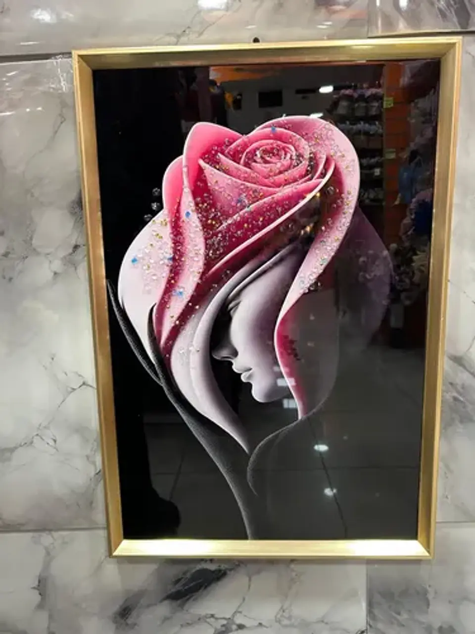 Cuadro Decorativo De Pared En Relieve 3d Con Diseño Rosa 4